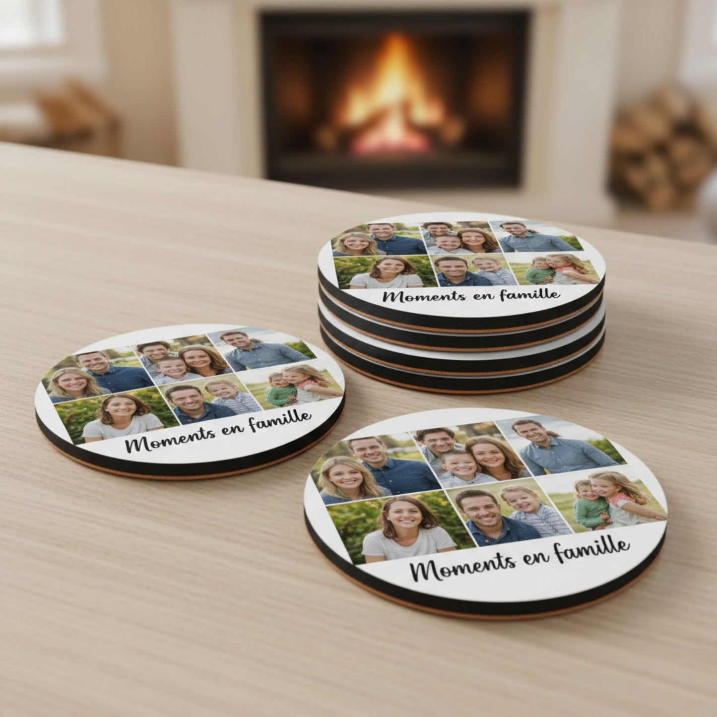 Sous‑verres personnalisés MDF & liège – Lot de 4 ou 6 - Petite Sublime