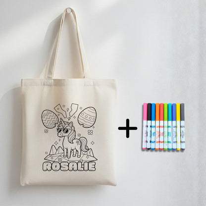 Sac de chasse aux cocos à colorier avec 10 marqueurs – prénom optionnel - Petite Sublime