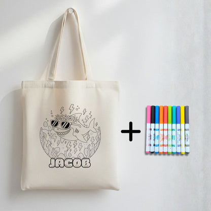 Sac de chasse aux cocos à colorier avec 10 marqueurs – prénom optionnel - Petite Sublime