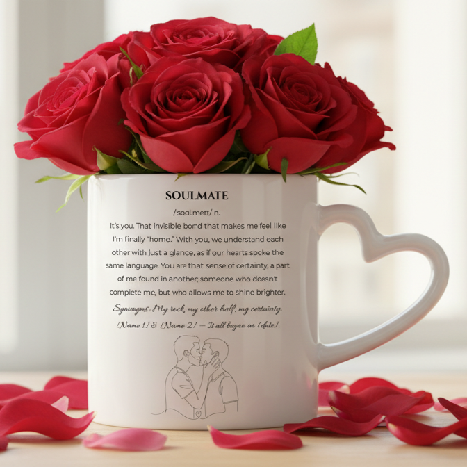 Motif Âme Sœur- Lui et Lui – Tasse, Gobelet ou Duo personnalisé - Petite Sublime