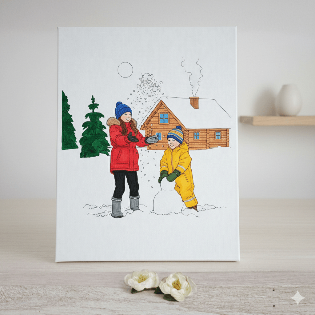 Kit créatif toile 9x12 avec marqueurs acryliques – photo personnalisée - Petite Sublime