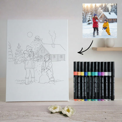 Kit créatif toile 9x12 avec marqueurs acryliques – photo personnalisée - Petite Sublime