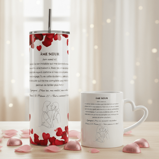 Motif Âme Sœur- Elle et Elle – Tasse, Gobelet ou Duo personnalisé - Petite Sublime