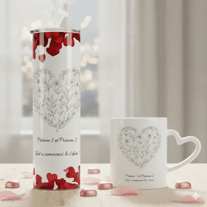 Motif Cœur – Tasse, Gobelet ou Duo personnalisé - Petite Sublime