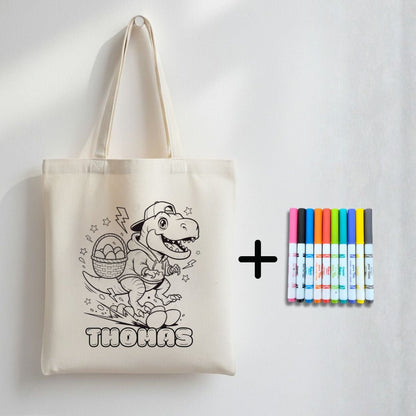 Sac de chasse aux cocos à colorier avec 10 marqueurs – prénom optionnel - Petite Sublime