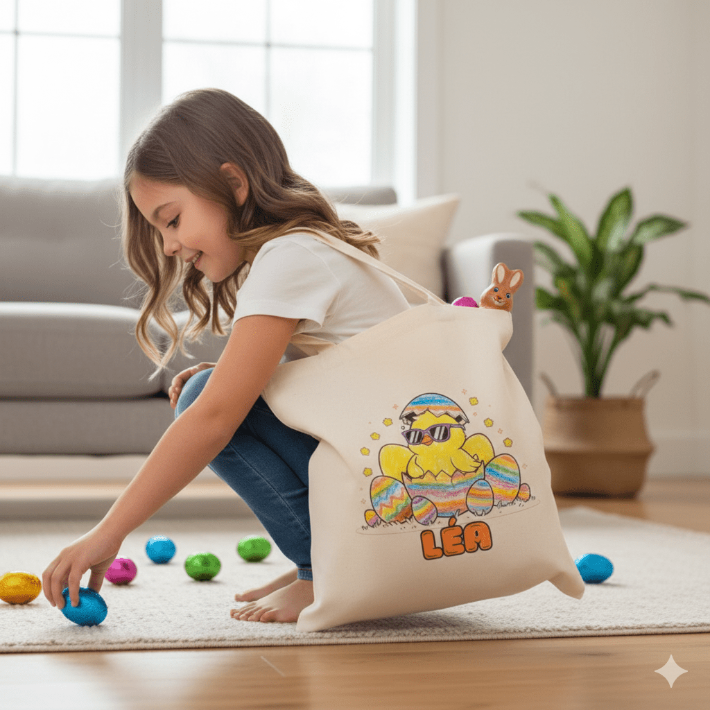 Sac de chasse aux cocos à colorier avec 10 marqueurs – prénom optionnel - Petite Sublime