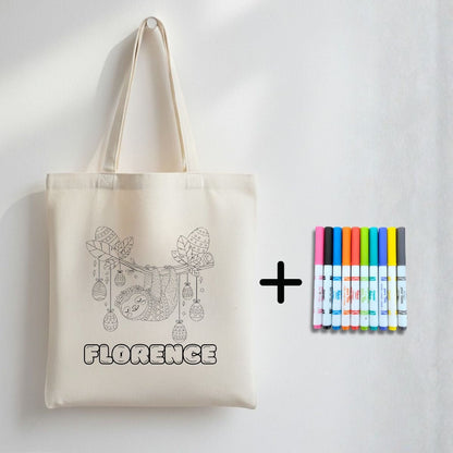 Sac de chasse aux cocos à colorier avec 10 marqueurs – prénom optionnel - Petite Sublime