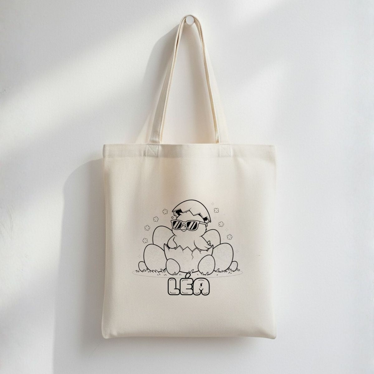 Sac de chasse aux cocos à colorier – sans marqueurs, prénom optionnel - Petite Sublime