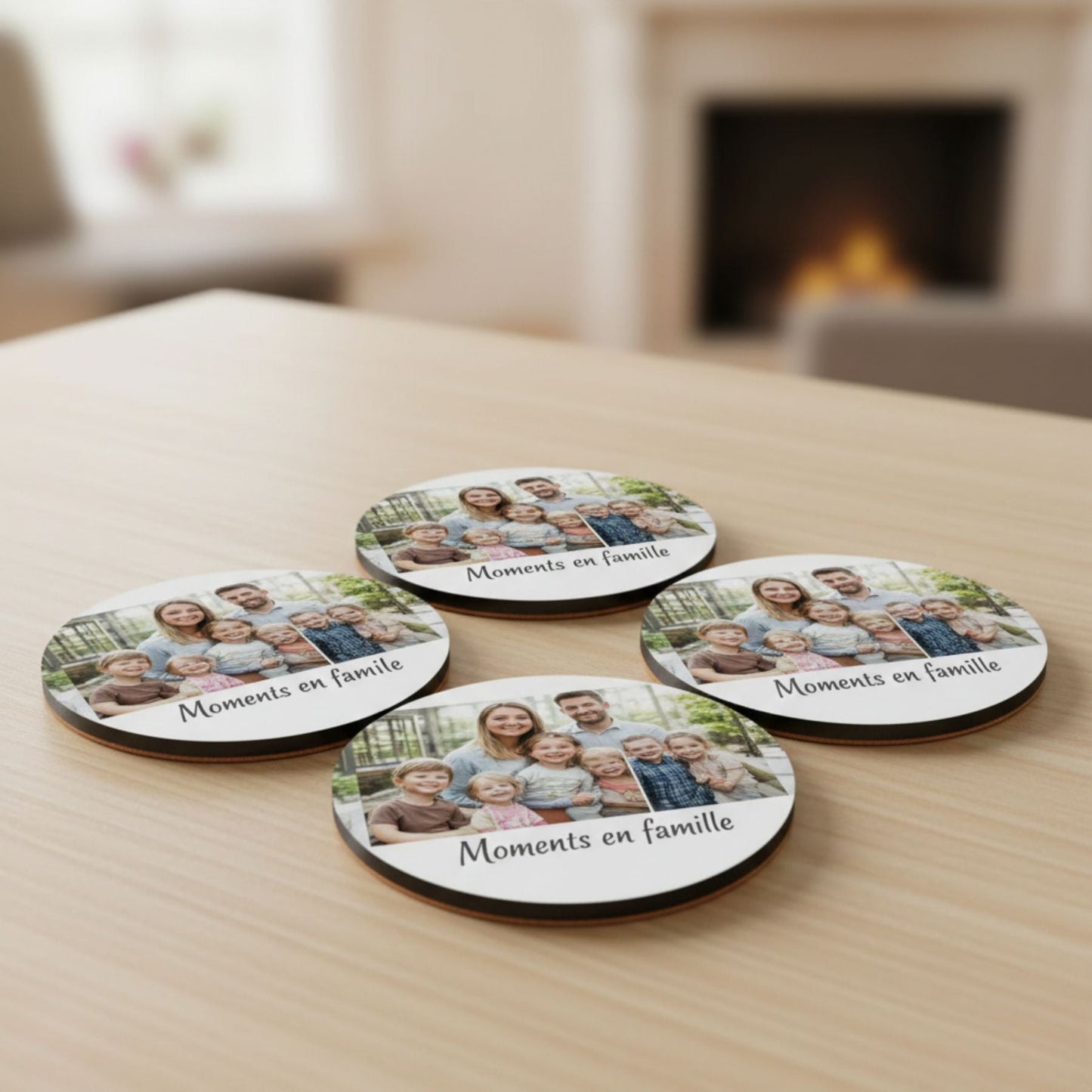 Sous‑verres personnalisés MDF & liège – Lot de 4 ou 6 - Petite Sublime