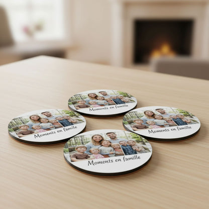 Sous‑verres personnalisés MDF & liège – Lot de 4 ou 6 - Petite Sublime