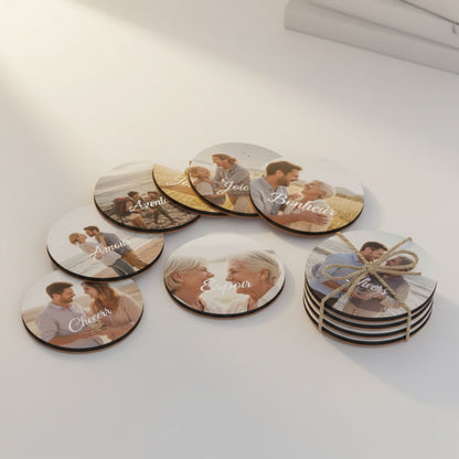 Sous‑verres personnalisés MDF & liège – Lot de 4 ou 6 - Petite Sublime