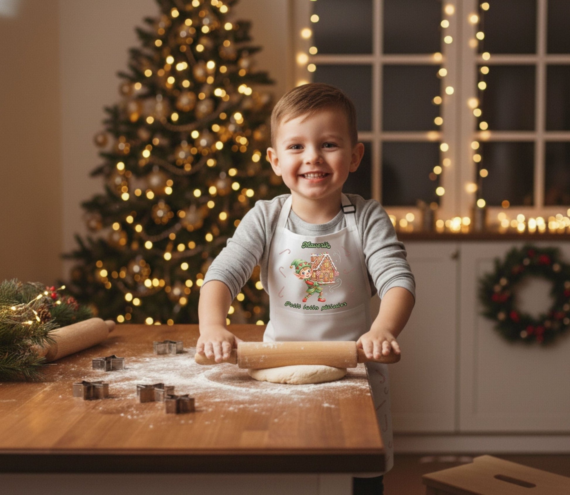 Tablier personnalisé Noël enfant – Petit(e) lutin(e) pâtissier(ère) – 3 modèles au choix - Petite Sublime