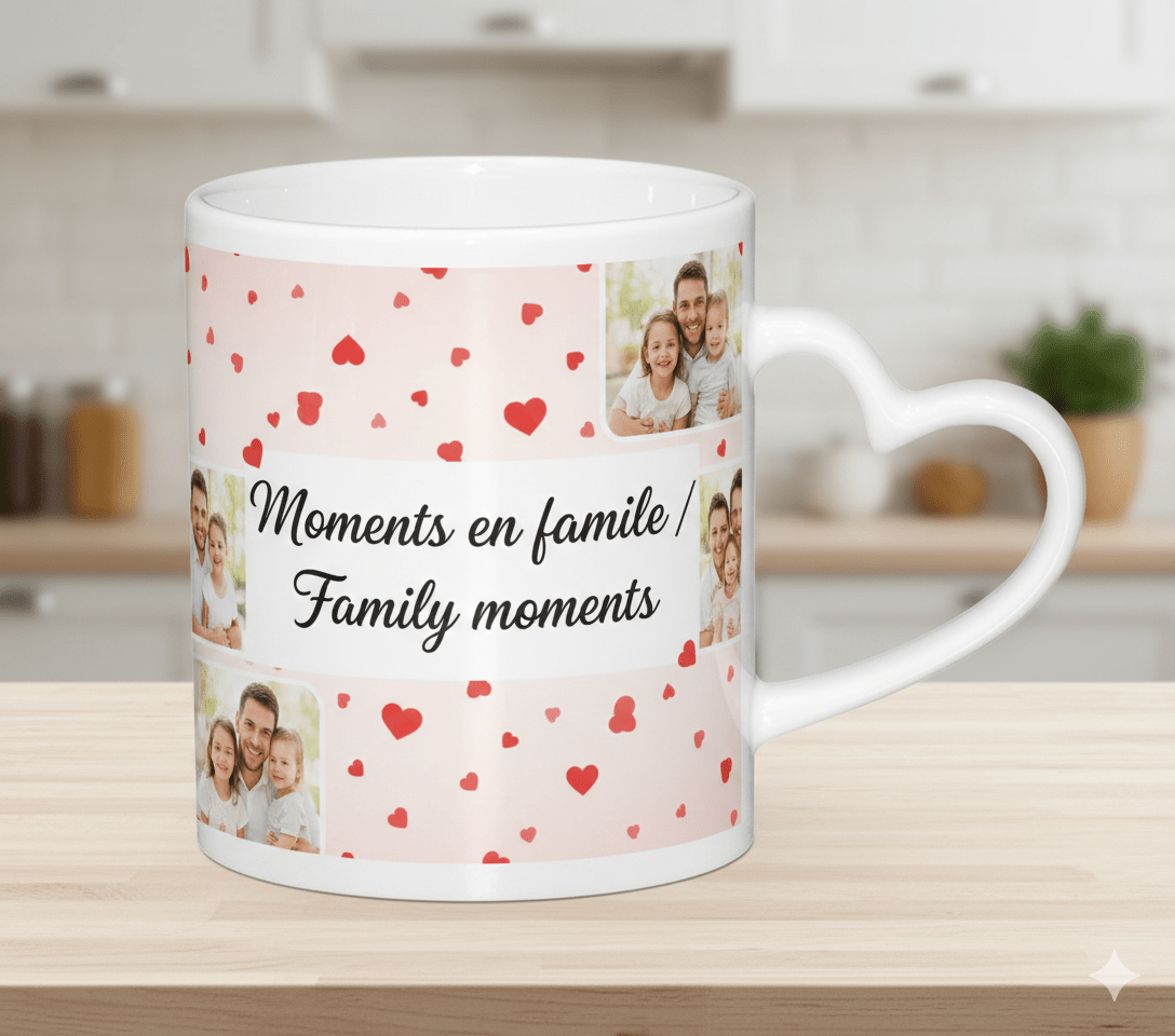 Tasse 360° “Coup de Foudre” – Poignée cœur personnalisée - Petite Sublime